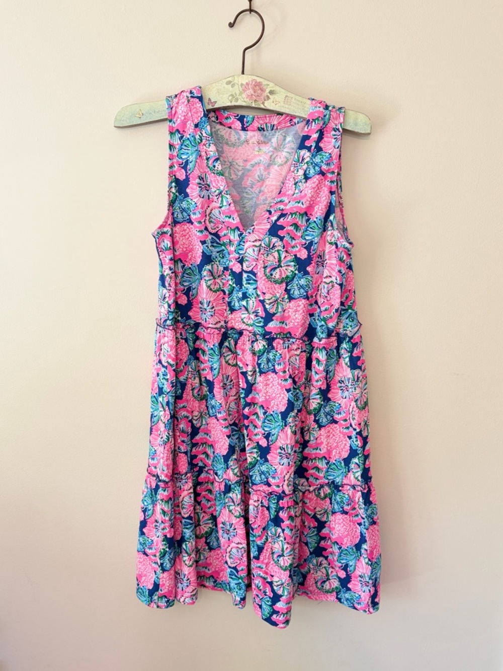 Lilly Pulitzer Lorina Tiered Swing Dress Sz S in Oyster Bay Navy